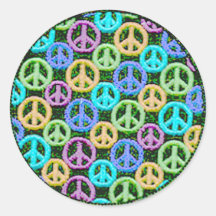 Quiet Peace Signs Round Stickers