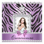 Quinceanera 15th Birthday Party Zebra Lilac Pearl Personalized Announcement