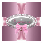 Quinceanera 15th Birthday Satin Pink Bow Custom Invites