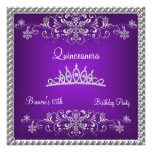 Quinceanera 15th Purple Black Diamond Tiara Personalized Invite