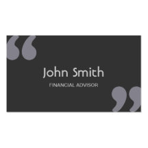 Quotation Marks Financial Advisor Business Card