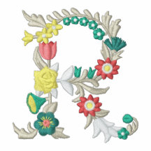 R floral monogram embroidered womens shirt