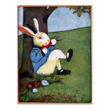Rabbit Eating Veggies Under Tree Postcards