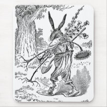 Rabbit Gardener with Shovel & Uprooted Plants Mouse Pad