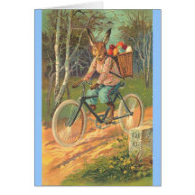 Rabbit on his bicycle delivering eggs ! cards