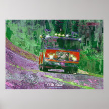 Racing Fire-Truck Fire Engine Transport Art Poster