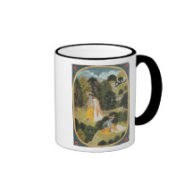 Radha and Krishna walking in a grove Mug