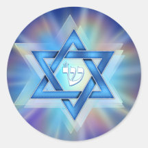 Radiant Star of David Round Stickers