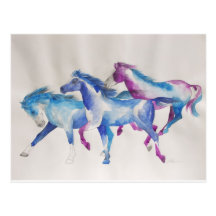 Raging Mustangs in Pastel Postcards
