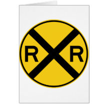 Railroad Crossing Highway Sign Greeting Card