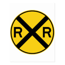 Railroad Crossing Highway Sign Post Cards
