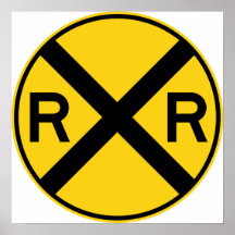 Railroad Crossing Highway Sign Print