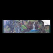 Rain Forest Landscape River Waterfalls Art bumper stickers