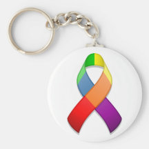 Rainbow Awareness Ribbon II Keychain