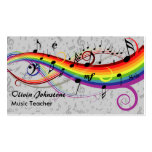 Rainbow Black Musical Notes on Grey Business Cards