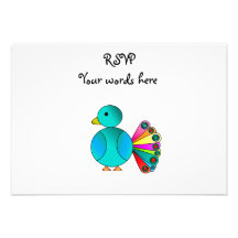 Rainbow blue peacock custom announcement