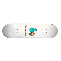 Rainbow blue peacock skate deck