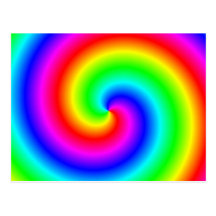 Rainbow-coloured gradient spiral postcard