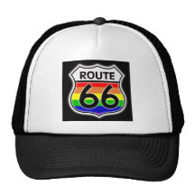 Rainbow Flag Route 66 shield Mesh Hats
