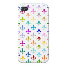 Rainbow fleur de lis pattern iPhone 4/4S cases