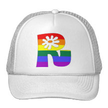 Rainbow Flower Initials R Hat