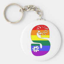 Rainbow Flower Initials S Keychains