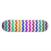 Rainbow glitter chevrons skate boards