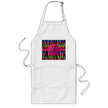 Rainbow glitter zebra stripes monogrammed aprons