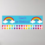Rainbow Heart Birthday Personalised Banner Sign Posters