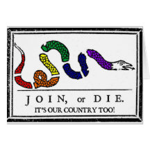 Rainbow JOIN, or DIE. Greeting Cards