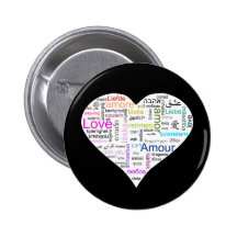 Rainbow Love Heart Typography Pinback Buttons