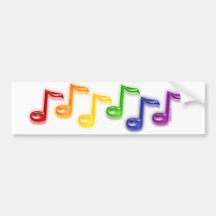 Rainbow Music Notes Bumper Sticker