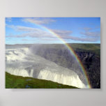 Rainbow over Gullfoss waterfall Iceland Print