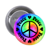 Rainbow Peace & Love Button