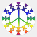 Rainbow Peace Sign Spiral Round Stickers