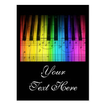 Rainbow Piano Keyboard and Notes Post Cards