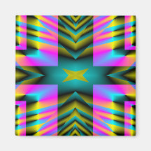 Rainbow Plaid Warped Design Fridge Magnets