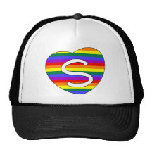 Rainbow Pride Heart Initial  S Mesh Hats