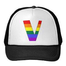 Rainbow Pride Initial V Mesh Hats