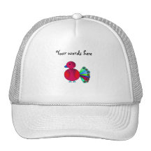 Rainbow red peacock trucker hat