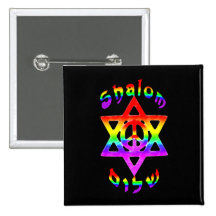 Rainbow Shalom Buttons