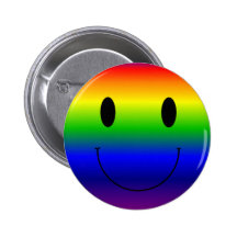 Rainbow Smiley Pinback Button
