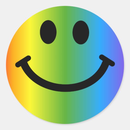Rainbow Smiley Round Sticker