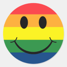Rainbow Smiley Round Stickers