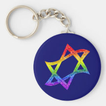 Rainbow Star of David Keychain