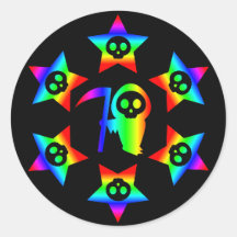 Rainbow Stars and Skulls Grim Reaper sticker