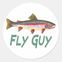 Rainbow Trout Fly FIshing Round Stickers