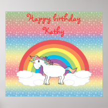 Rainbow unicorn on rainbow  stars print