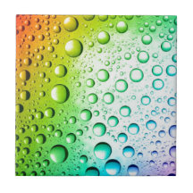 rainbow water bubbles on glass ceramic tile