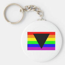 Rainbow with Black Triangle for Gay and Lesbians Keychain